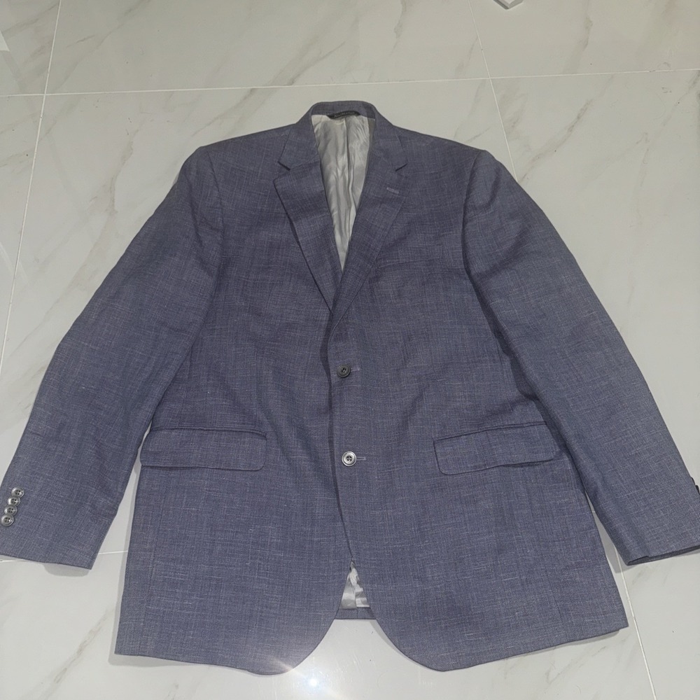 Jack Victor Blazer 44L Herringbone Suit Jacket Wool/Silk/Linen Italian Fabric